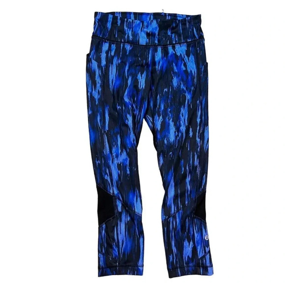 Lululemon Pace Rival Crop Leggings Painted Animal Sprinkler Black size 4 - Picture 7 of 16